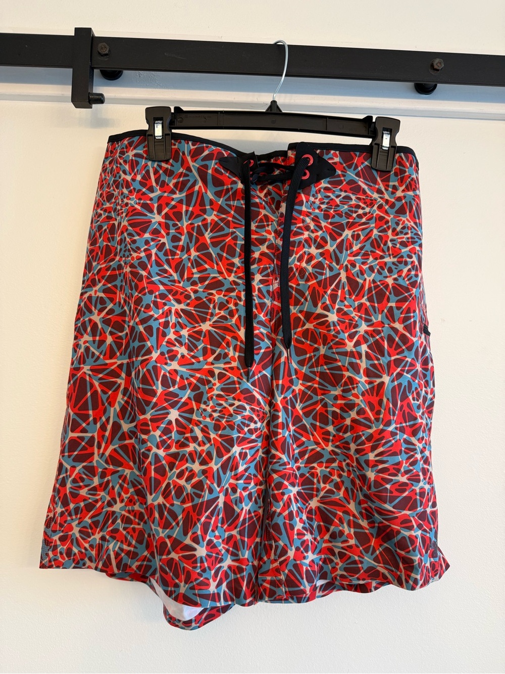 The North Face Men’s Board Shorts Red and Blue Abstract Print